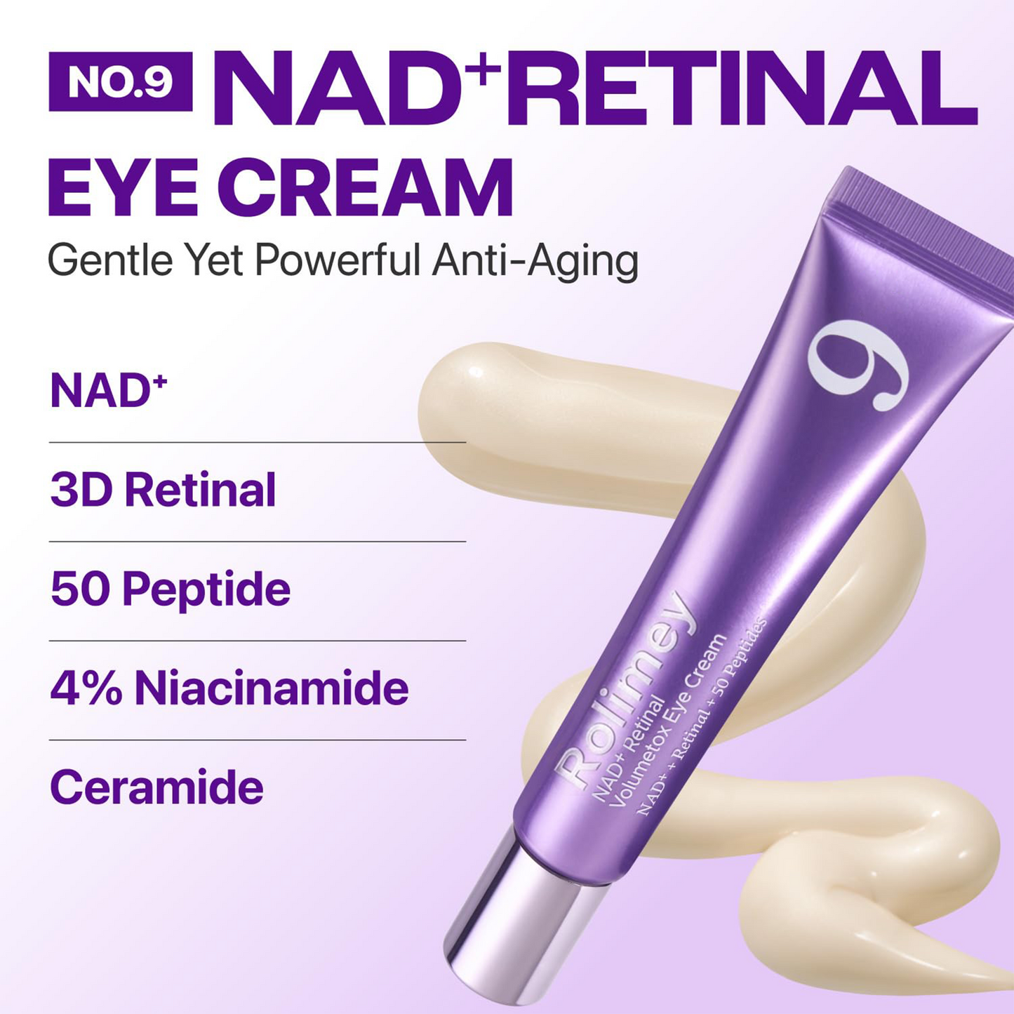 💜Rolimey®No.9NAD+ Retinal Shot Eye Cream ✨ Advanced Firming & Renewal Treatment with Retinoid, Peptides & Niacinamide