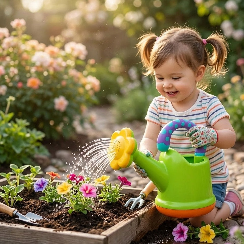 Lumazilo Kids Flower Watering Can Bath Toy – Toddler Bathtub Fun Water Toy, Ergonomic Easy-Grip Design for Infants & Preschoolers