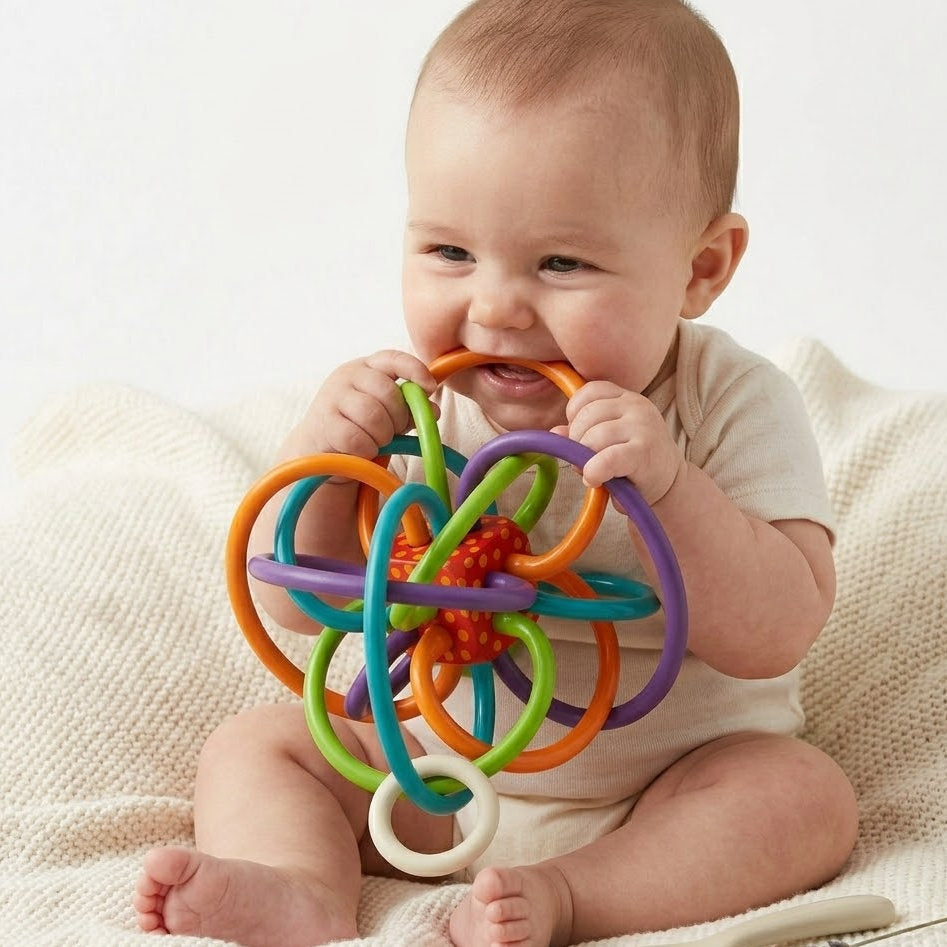 Lumazilo Sensory Teether Toy for Babies – Soft BPA-Free Silicone Teething Ball, Gum Pain Relief & Oral Development Toy for Infants 3-12 Months