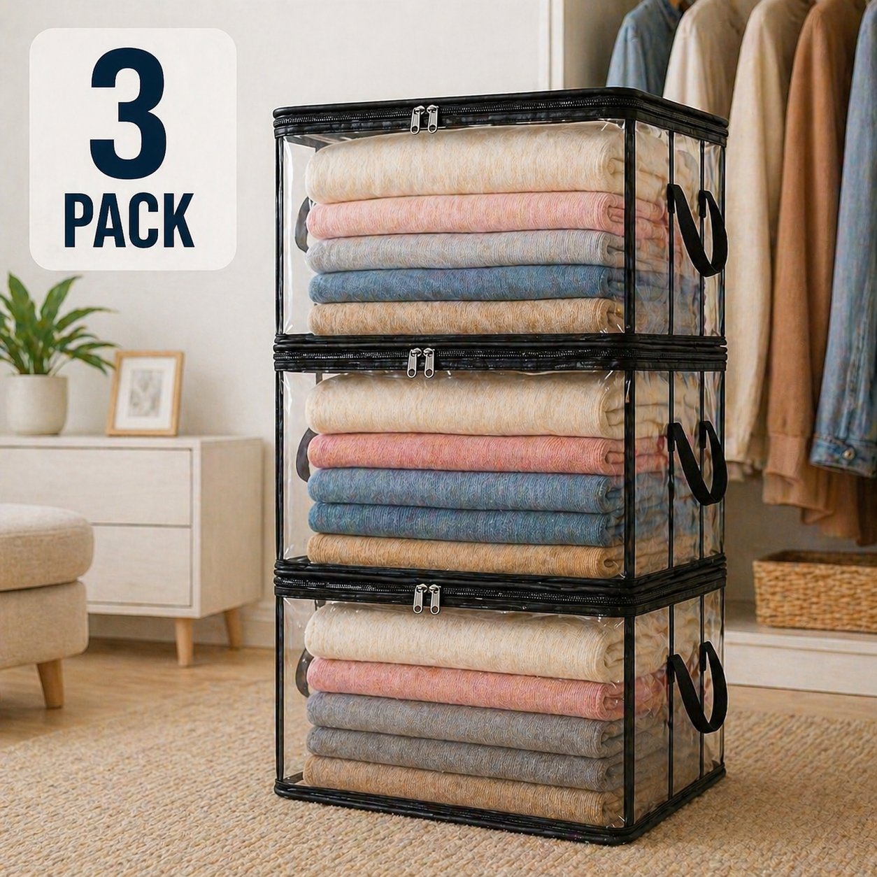 💞LAST DAY 50% OFF ✨📦Lumazilo® Large Heavy-Duty Thick Plastic Clear Storage