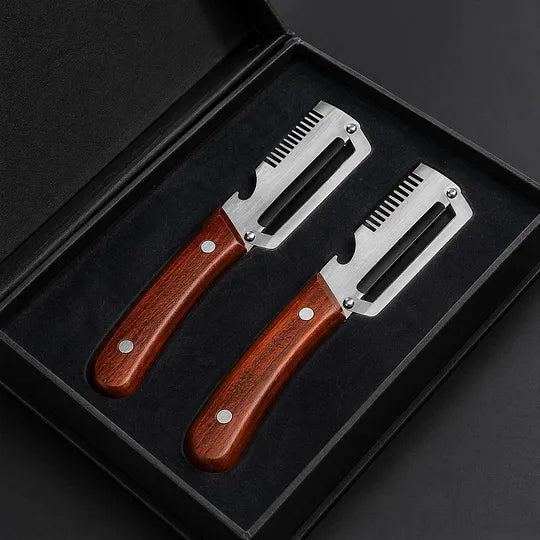 LAST DAY 50% OFF-✨3-in-1 Stainless Steel Vegetable Peeler with Wooden Handle