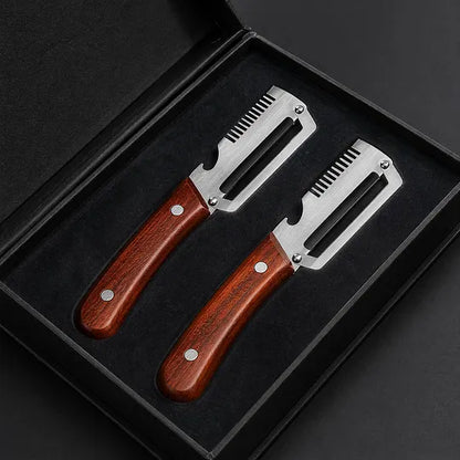 LAST DAY 50% OFF-✨3-in-1 Stainless Steel Vegetable Peeler with Wooden Handle