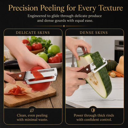 LAST DAY 50% OFF-✨3-in-1 Stainless Steel Vegetable Peeler with Wooden Handle