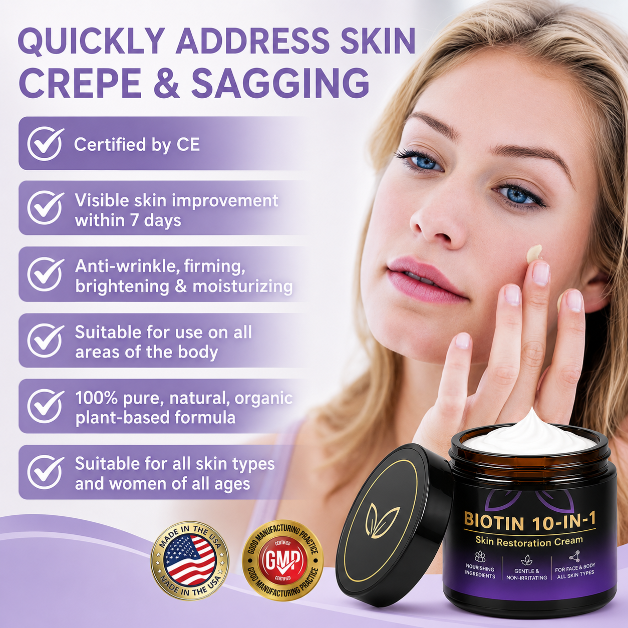 🔥 Rolimey® Advanced Biotin & Peptide Skin Restoration Cream—Tightening for Skin Types 🔥