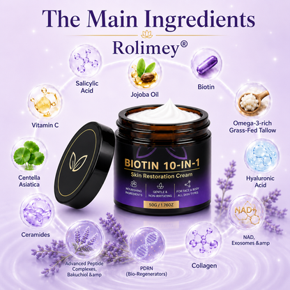 🔥 Rolimey® Advanced Biotin & Peptide Skin Restoration Cream—Tightening for Skin Types 🔥