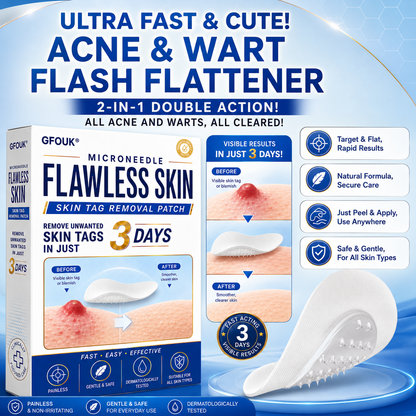 🔥GFOUK® 2026 Newly Upgraded 2-in-1 Microneedle Hydrocolloid Patches | Removes Raised Moles, Acne, Flat Warts, and Skin Tags | Improves Wrinkles, Scars, and Blemishes | Invisible Acne Patches for Face & Body