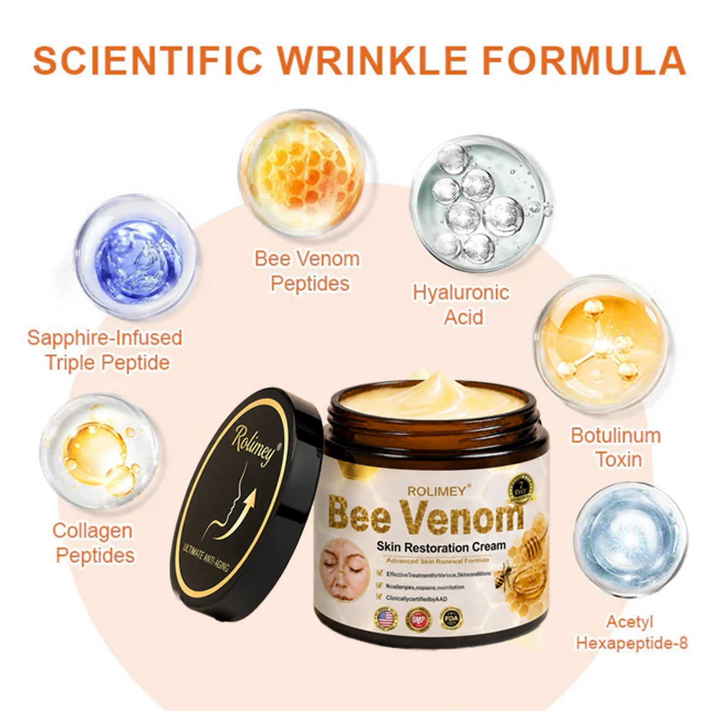🌟💎 Rolimey® Bee venom Pro Comprehensive Cream —Tightening for Skin Types 🔥