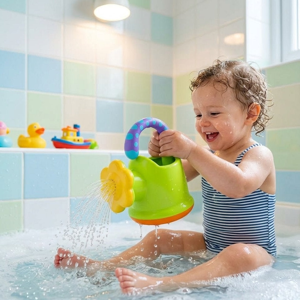Lumazilo Kids Flower Watering Can Bath Toy – Toddler Bathtub Fun Water Toy, Ergonomic Easy-Grip Design for Infants & Preschoolers