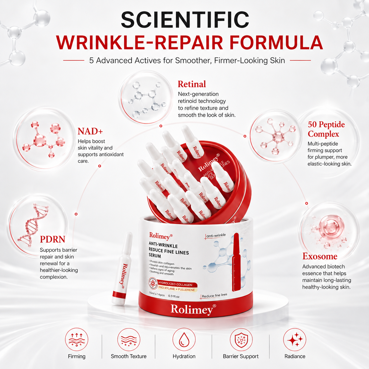 🎁Rolimey® NAD+ Retinal Peptide Anti-Aging Shot Serum | 2026 Advanced Formula for Fine Line Care, Skin Firming, Barrier Repair & Deep Hydration, Suitable for All Skin Types