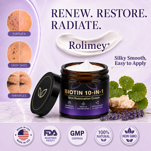 🔥 Rolimey® Advanced Biotin & Peptide Skin Restoration Cream—Tightening for Skin Types 🔥