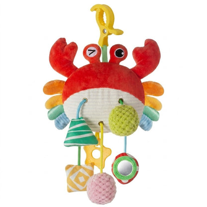 Lumazilo | 3-in-1 Baby Crab Stroller & Car Seat Toy - Sensory Development Hanging Toy with Teether, Mirror & Rattles for Infants