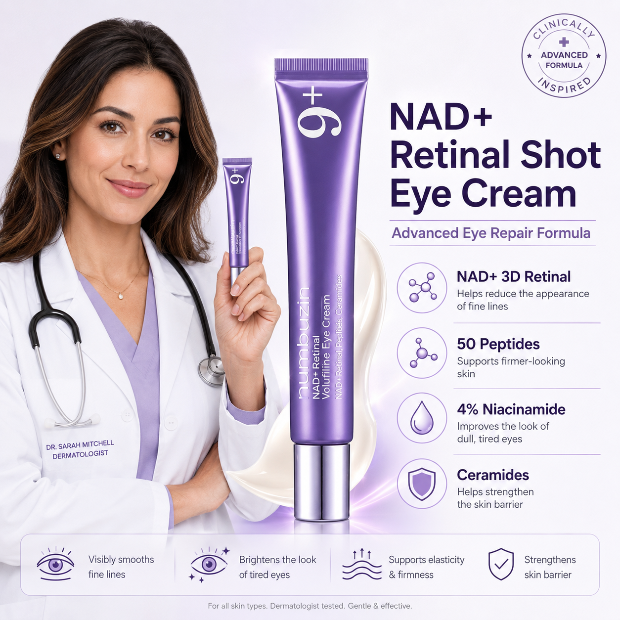 💜Rolimey®No.9NAD+ Retinal Shot Eye Cream ✨ Advanced Firming & Renewal Treatment with Retinoid, Peptides & Niacinamide